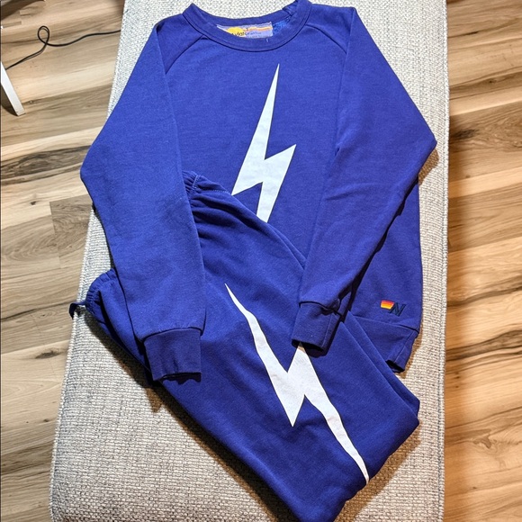 Aviator Nation Tops - Aviator Nation Bolt Collection SET Crewneck and Sweatpants Deep Purple White S